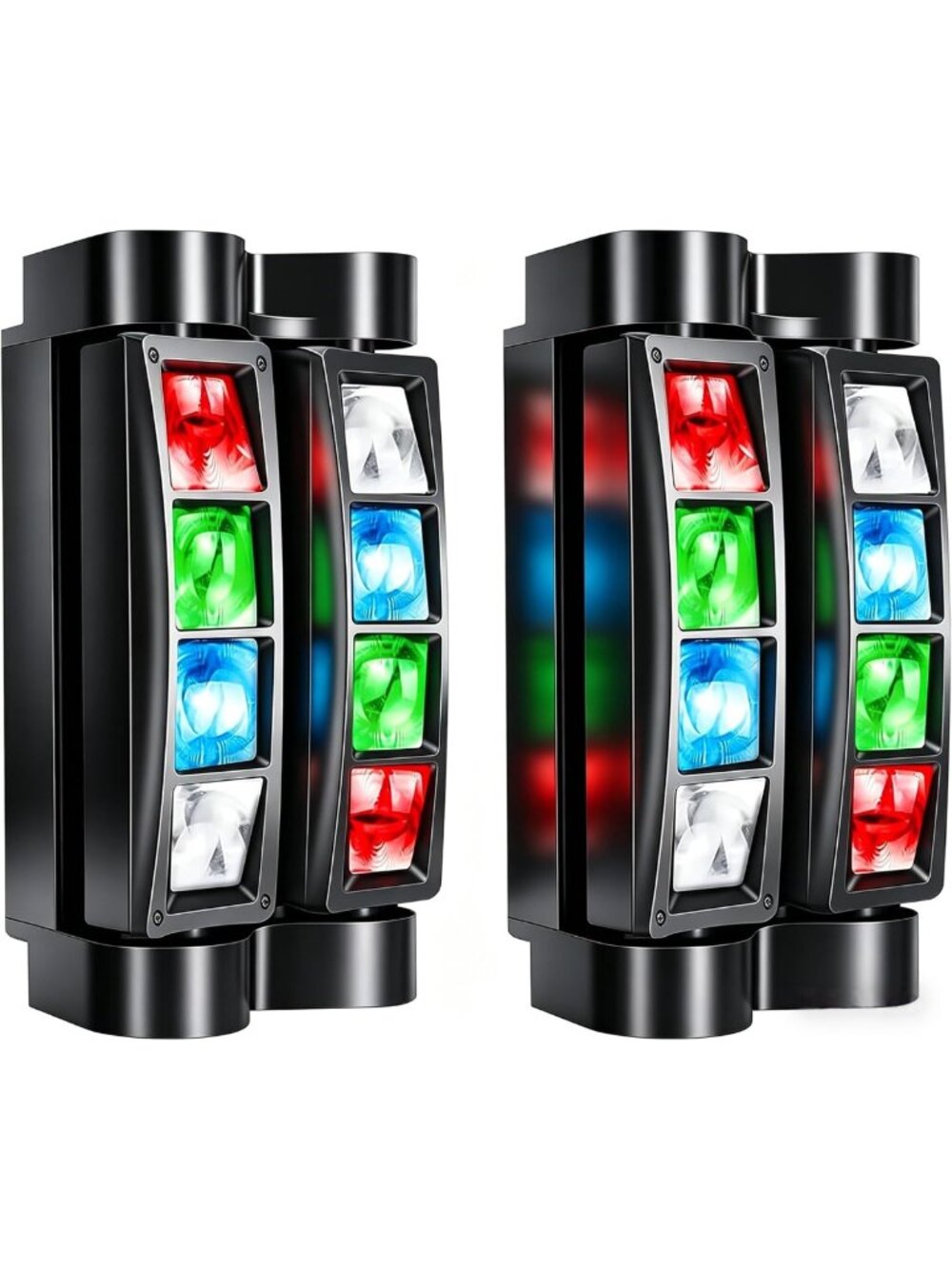 2-Pack 8x10W RGBW Spider Moving Head DJ Lights - Stage Lighting for Events